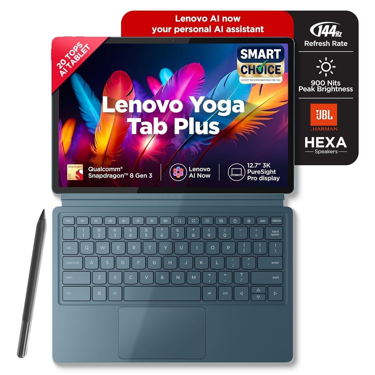 81mhinhy7UL._SL1500_.jpg Lenovo Yoga Tab Plus Smartchoice AI Tablet with Pen + Keyboard - Image 1